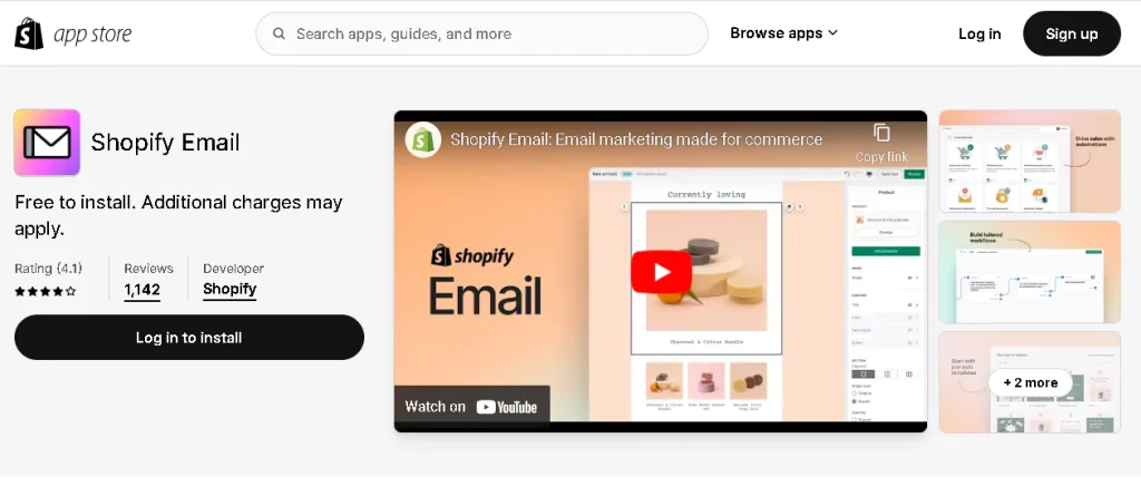 install shopify email from shopify app store